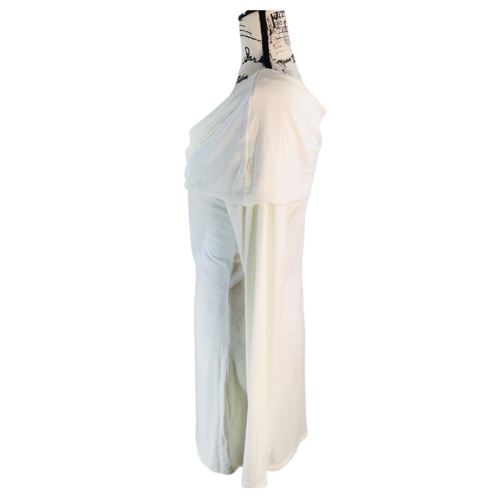 Julian Chang - Off-The-Shoulder Long Sleeve Tunic Top Size L in Winter White - Picture 3 of 15